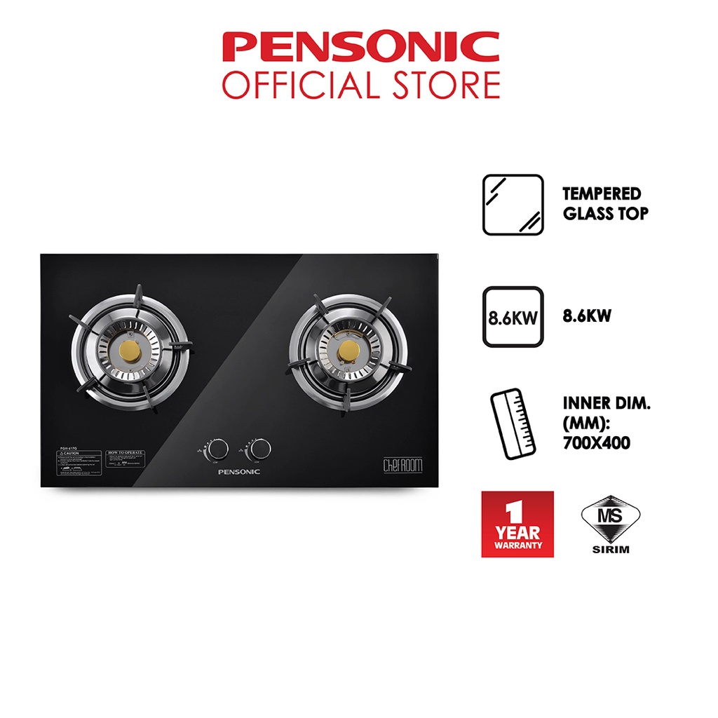 Pensonic 2 Burner Tempered Glass PGH617G